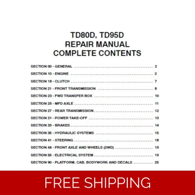 NEW HOLLAND TD80D, TD95D TRACTOR SERVICE REPAIR MANUAL NEW HOLLAND TD80D, TD95D TRACTOR SERVICE REPAIR MANUAL